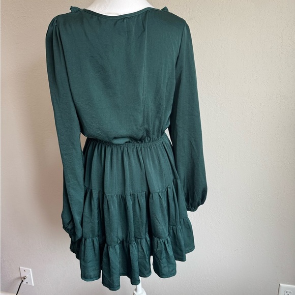 Princess Polly Emerald Green Tied Top Tiered Mini Dress Women 6 Preppy Whimsical - Picture 5 of 7